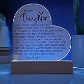 To My Daughter "Never Forget That I Love You" Acrylic Heart Plaque, Unique Birthday Gift Idea for Daughter, Heartfelt Gift for Her, Love Plaque Gift for Daughter from Dad, Thoughtful Keepsake for Her,