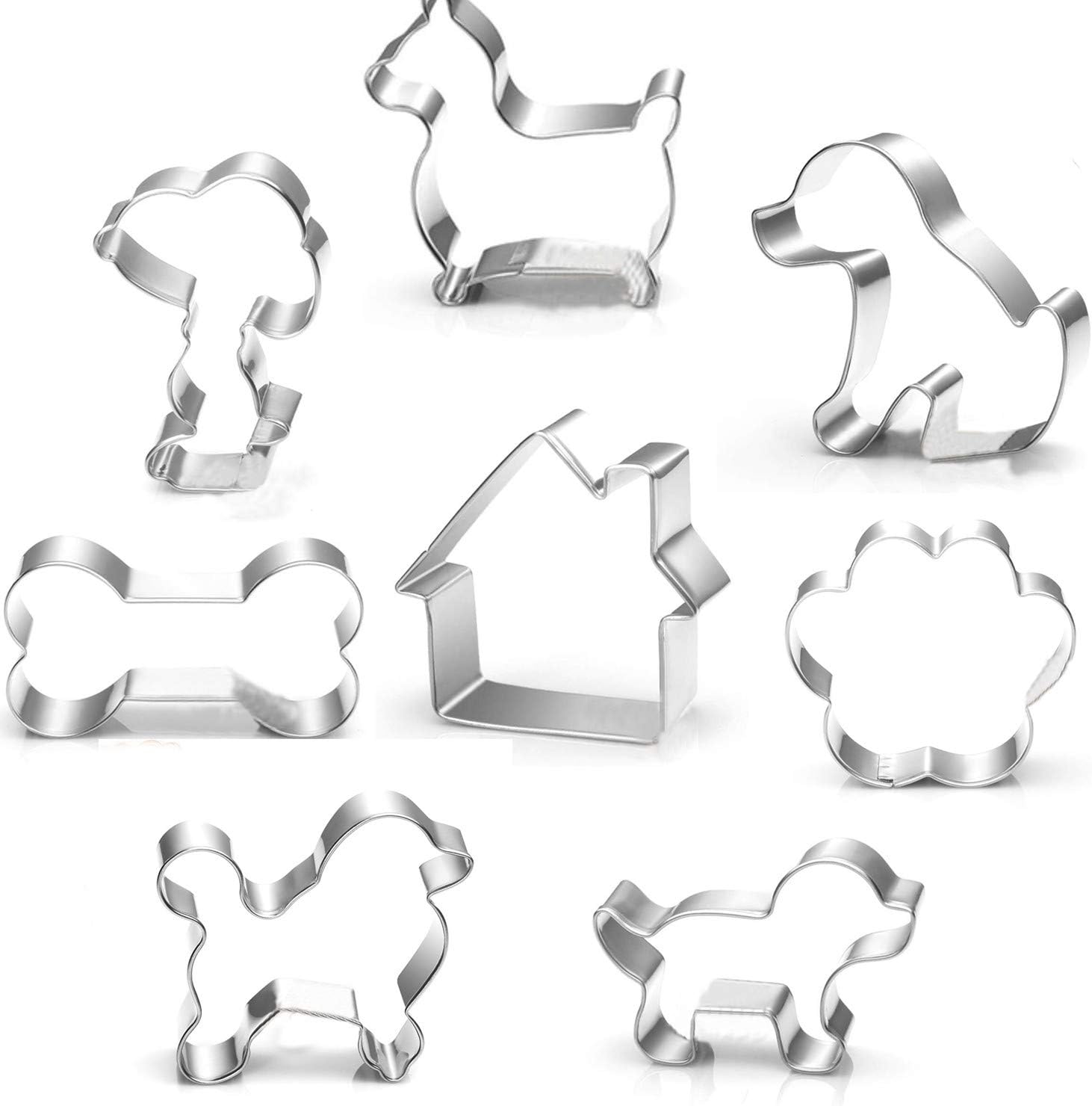 Dog Themed Cookie Cutter Set Including Dog Bone, Paw