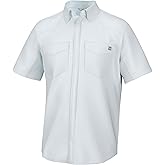 HUK Mens Diamond Back Solid Short Sleeve Button Down Shirt, Fishing Shirt for Men