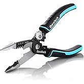 DURATECH 5-in-1 Wire Stripper, 8" Wire Stripper and Crimping Tool, Premium CR-V Construction, Needle Nose Plier, Multifunctional Electrician Pliers for Crimping, Cutting, Stripping, Shearing, Clamping