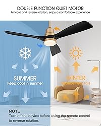 52" Modern Black and Gold Ceiling Fan with Lights