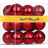 Rose Red 3.2" Large Christmas Balls - Christmas Tree Decoration Ornaments Shatterproof Hanging Balls for Birthday Halloween Holiday Wedding Decorations Set of 18pcs