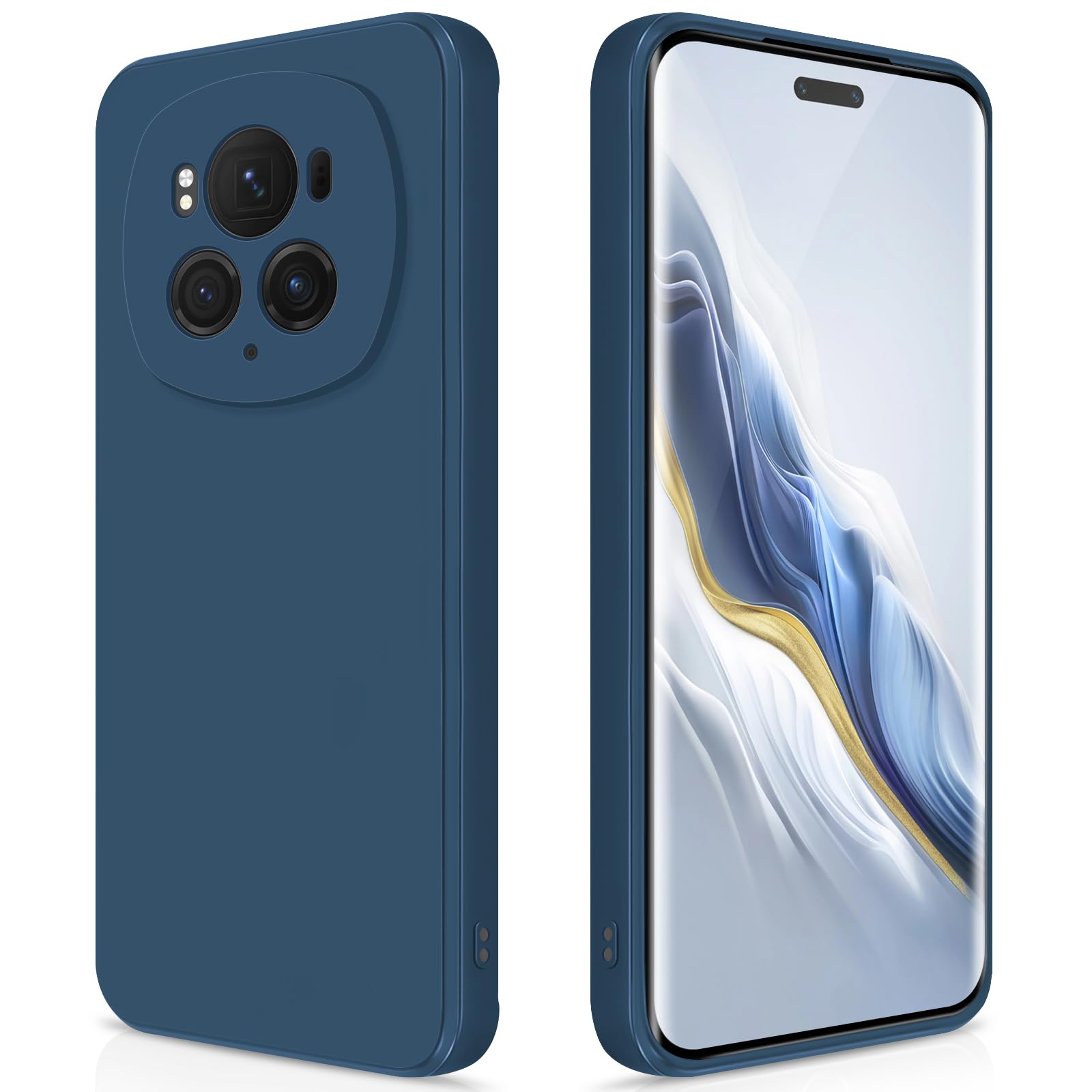 GiiYoon Case Compatible with Honor Magic 6 Pro, Silky-Soft Touch Full-Body Protective Phone Silicone Case, Shockproof Cover with Microfiber Lining, Blue — image 1