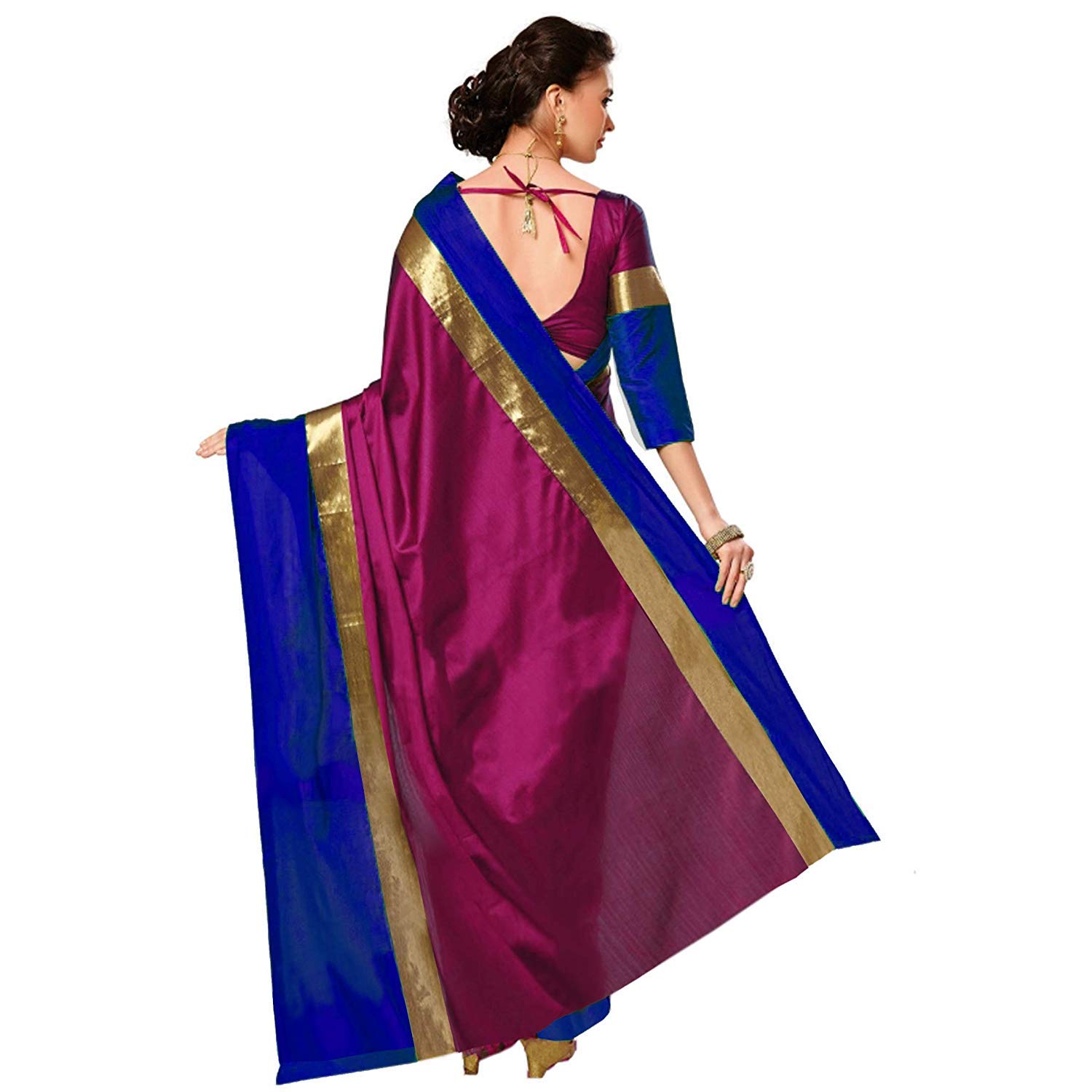 anni designer indian women's cotton silk festive saree with blouse piece