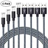 Bynccea High Speed Micro USB Cable Android,4-Pack 1FT 3FT 6FT 10FT Cell Phone Charger Cord Nylon Braided Charging Cables Compatible with Samsung LG HTC Motorola Kindle BlackBerry Blue