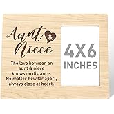 RJYMK Aunt Niece Gift Wood Photo Frame, No Matter How Far Apart Always Close at Heart, Christmas Birthday Picture Frame Gifts for Aunt Auntie Niece Best Aunt Ever Gift