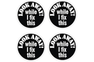 NTICKER 4 Pieces Set | Look Away While I FIX This | Hard Hat Sticker | Decal | Helmet Label Rude Funny