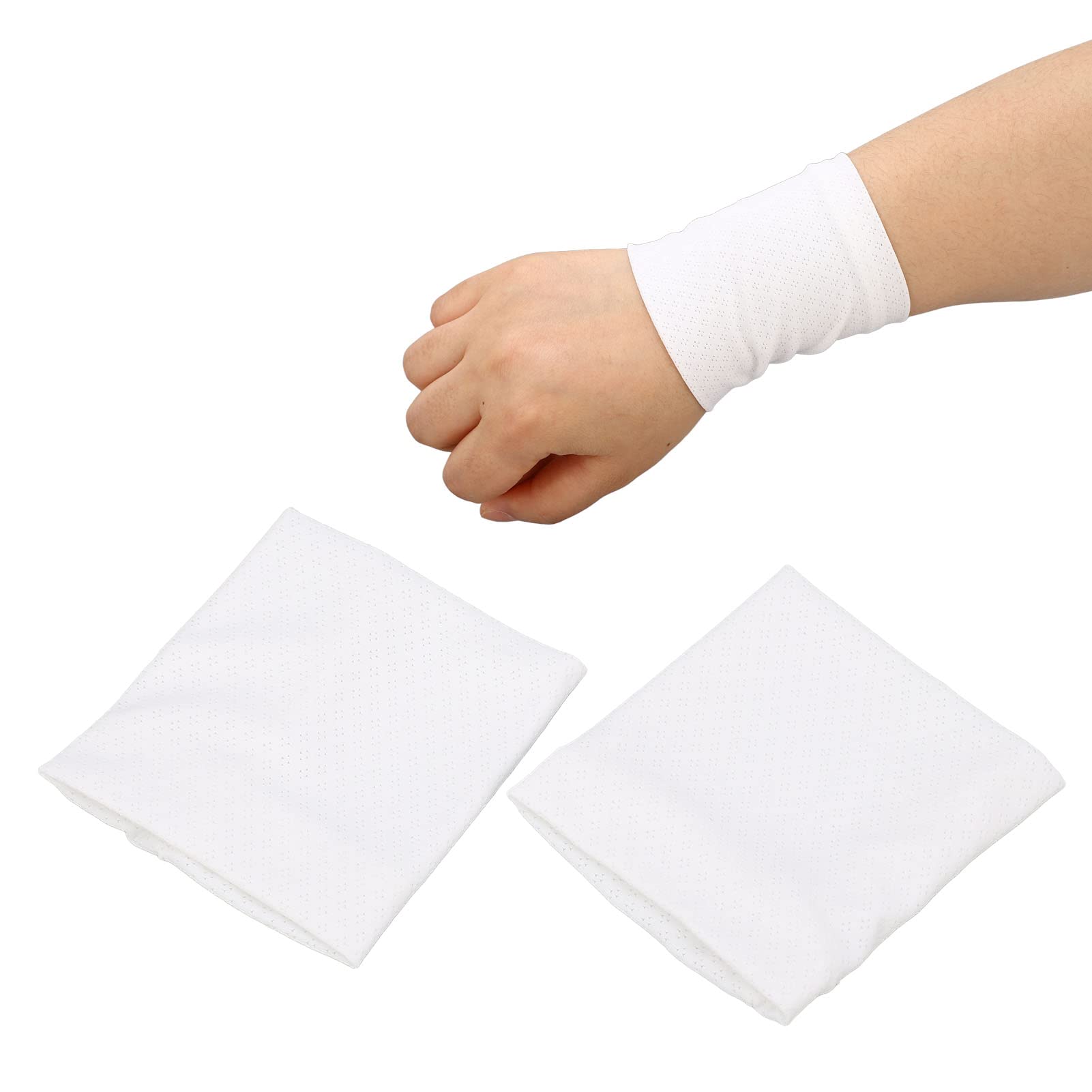 1 Pair Cooling Wristband Ice Silk Skin Friendly Elastic Unisex Breathable Sweat Absorbing Wristband for Athletic Exercise(White)