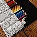 CreooGo Canvas Pencil Wrap, Pencils Roll Case Pouch Hold For 48 Colouring Pencils (Pencils are not included)-Black leaf,48 Holes