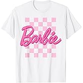 Barbie - Barbie Logo Checkered Background Short Sleeve T-Shirt For Women, Small