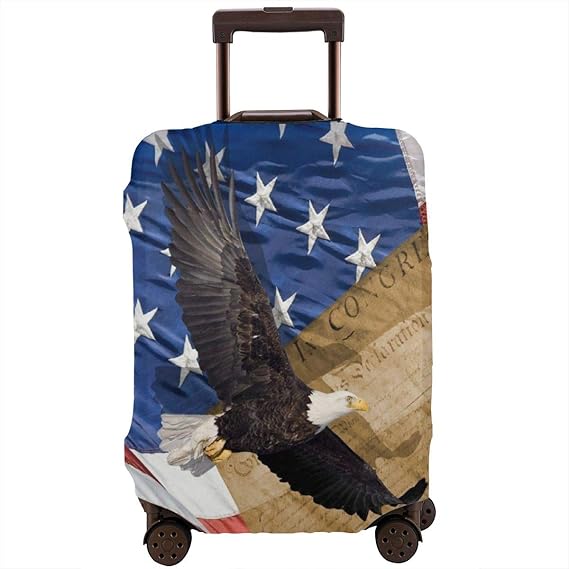 American USA Flag Eagle Travel Luggage Cover Suitcase