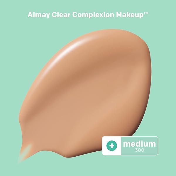 ALMAY CLEAR COMPLEXION ACNE & BLEMISH SPOT TREATMENT CONCEALER MAKEUP WITH SALICYLIC ACID- LIGHTWEIGHT, FULL COVERAGE, HYPOALLERGENIC, FRAGRANCE-FREE, FOR SENSITIVE SKIN, 300 MEDIUM, 0.3 FL OZ.