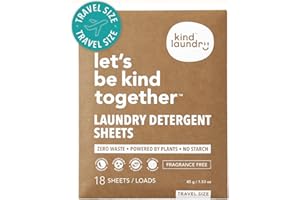 Kind Laundry Detergent Sheets with Stain-Fighting Enzymes - Plant Powered Eco-Friendly Laundry Soap Sheets - Home or Travel L