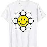 Yellow Happy Smiling Smile Face Daisy Flower Shirt Kids Girl T-Shirt