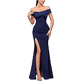 Miusol Women's Elegant Off Shoulder Split Wedding Bridesmaid Maxi Dress