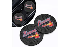 DNGNKNG Braves Car Cup Holder Coasters for Atlanta Braves Fans,Braves Baseball Fans Car Coasters for Car Cup Holder,Car Cup Holder Insert,Silicone Non-Slip Car Cup Mat,2.75''