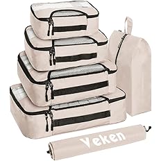 Veken 6 Set of Various Size Packing Cubes for Travel, Suitcase Organizer Bags Set with Shoe Bag, Luggage Organizer for Travel