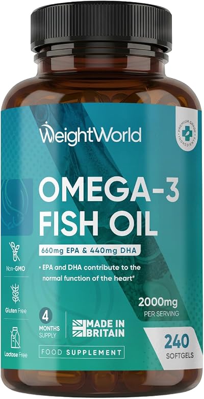 WeightWorld Omega 3 Fish Oil 2000mg 240 Softgels EPA DHA Capsules