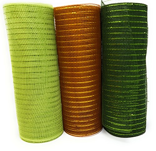 Forest Woodlands Nature Colored 10" Wide, 10 Yard Decorative Metallic Mesh Rolls (Green, Moss, Brown)