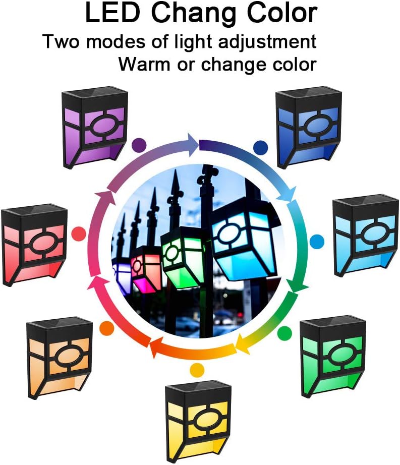 Solar Deck Lights, 6 Packs Outdoor Wall Lights Garden Decorative Fence Post Lighting - - 