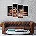 sechars - 4 Panel Modern Canvas Wall Art for Wall Whisky and Cigarette Picture Poster Print for Home Kitchen Bar Pub Western Decor Liquor Wall Art with Wood Frame Ready to Hang
