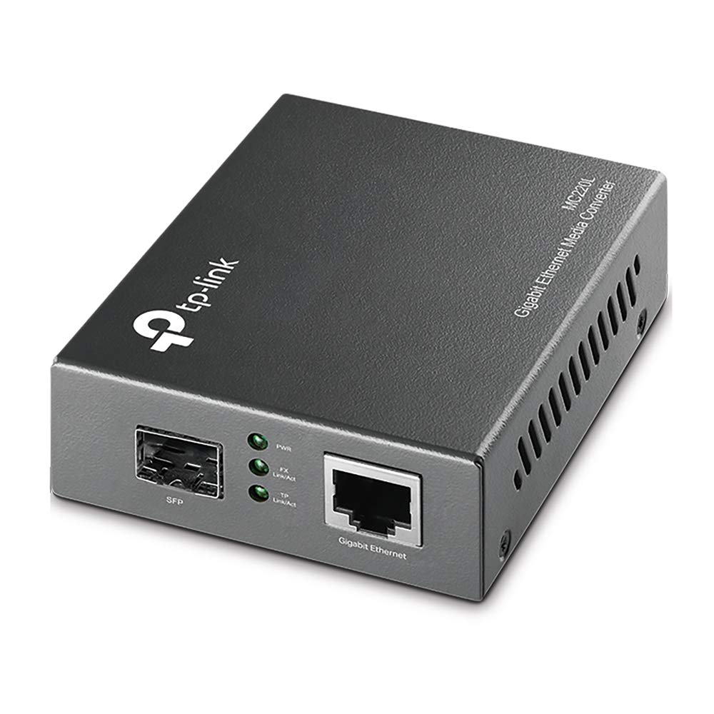 TP-Link MC220L Gigabit SFP Media Converter, 10/100/1000Mbps RJ45 to SFP, IEEE 802.3ab/3z Compliant, FX Port Support Hot-Swappable, Auto-Negotiation, Distance Up to 100m