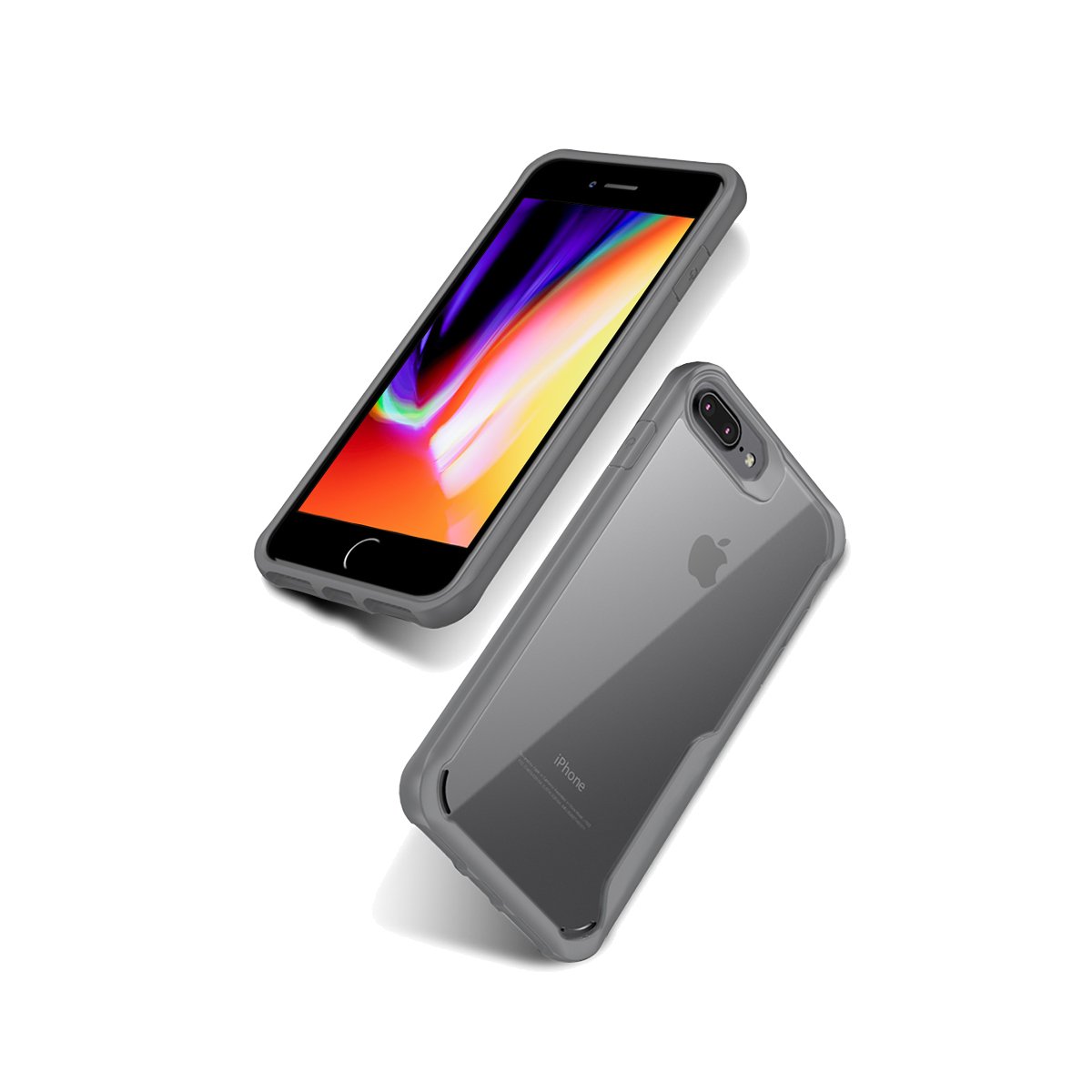 Clear iPhone case,VIEE Slim Fit Soft TPU Rubber Bumper with Clear PC Hard Back Protective Shockproof Cover for iPhone 6 Plus/6sPlus/7 Plus/8 Plus 5.5 inch (Grey)