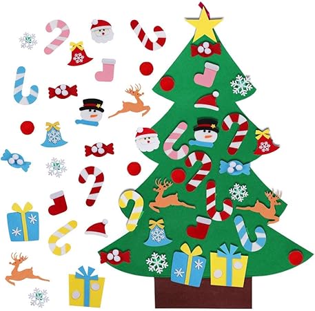 Amazon Wahaa クリスマス 壁掛け 飾り ツリー フェルトのクリスマスツリー クリスマスツリー Diy クリスマスツリー 手作り 取り外し可能 クリスマスツリータペストリー 知育おもちゃ A クリスマスツリー おもちゃ