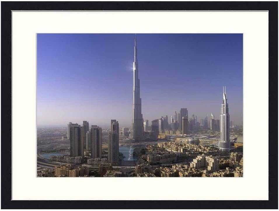 Asommet Burj Khalifa in Dubai - Solid Wood Framed Wall Art Print Picture Home Decor (20x14 inches)