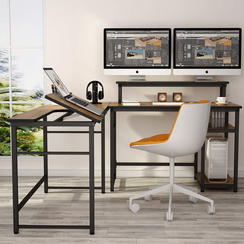 70.8 inches Corner Computer Desk Study Writing Workstation Drafting
