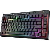 Redragon Wireless Gaming Keyboard, RGB Backlit, Portable 75% Design, Black | Bluetooth/2.4GHz/USB-C Wired, Mini Quiet Macro Membrane Keyboard, Rechargeable 4000mAh Battery, Anti-Ghosting for Win/MAC