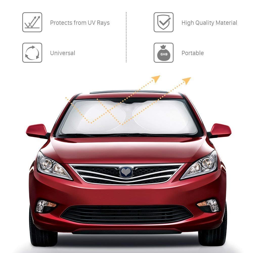 Car Window Sunshade Windshield Protector 6-pack Fordable UV Reflector for All Car Glass Sunshade, Keeps Vehicle Cooler