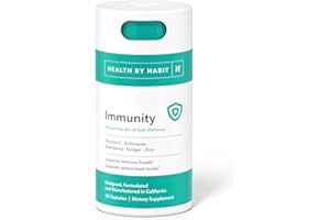 H' HABIT Health by Habit Immunity Supplement (60 Capsules) - Echinacea, Elderberry, Zinc Blend to Support Immune Health and antioxidant Levels, Boost Immunity, Vegan, Non-GMO, Sugar Free (1 Pack)