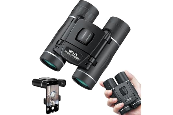 300x25 Binoculars for Adults and Kids, High Powered Mini Pocket Binoculars with Phone Adapter, Waterproof Compact Binoculars for Bird Watching, Hunting, Concert, Theater, Opera, Traveling, Sightseeing