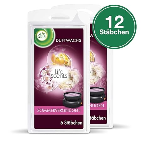 Air Wick Duftwachs Nachfüller, Sommervergnügen, 2er Pack (2 x 6 Duftwachsstäbchen)