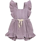 YOUNGER TREE Toddler Baby Girl Ruffled Sleeveless Romper Casual Summer Jumpsuit Cotton Linen Clothes