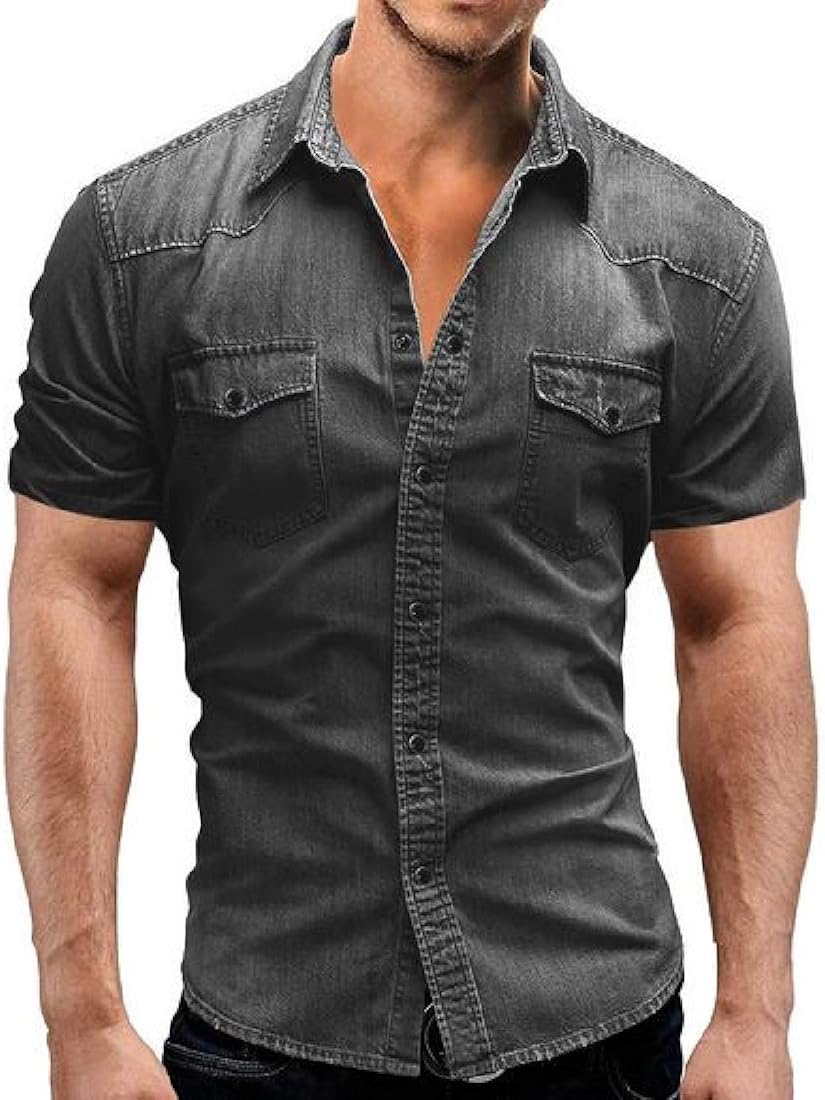 pipigo Mens Summer Button Down Dress 