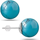 Natural Agate Earrings for Women, Gemstone Post Stud Earrings, 8mm Handmade Natural Stone Earrings Studs for Girls