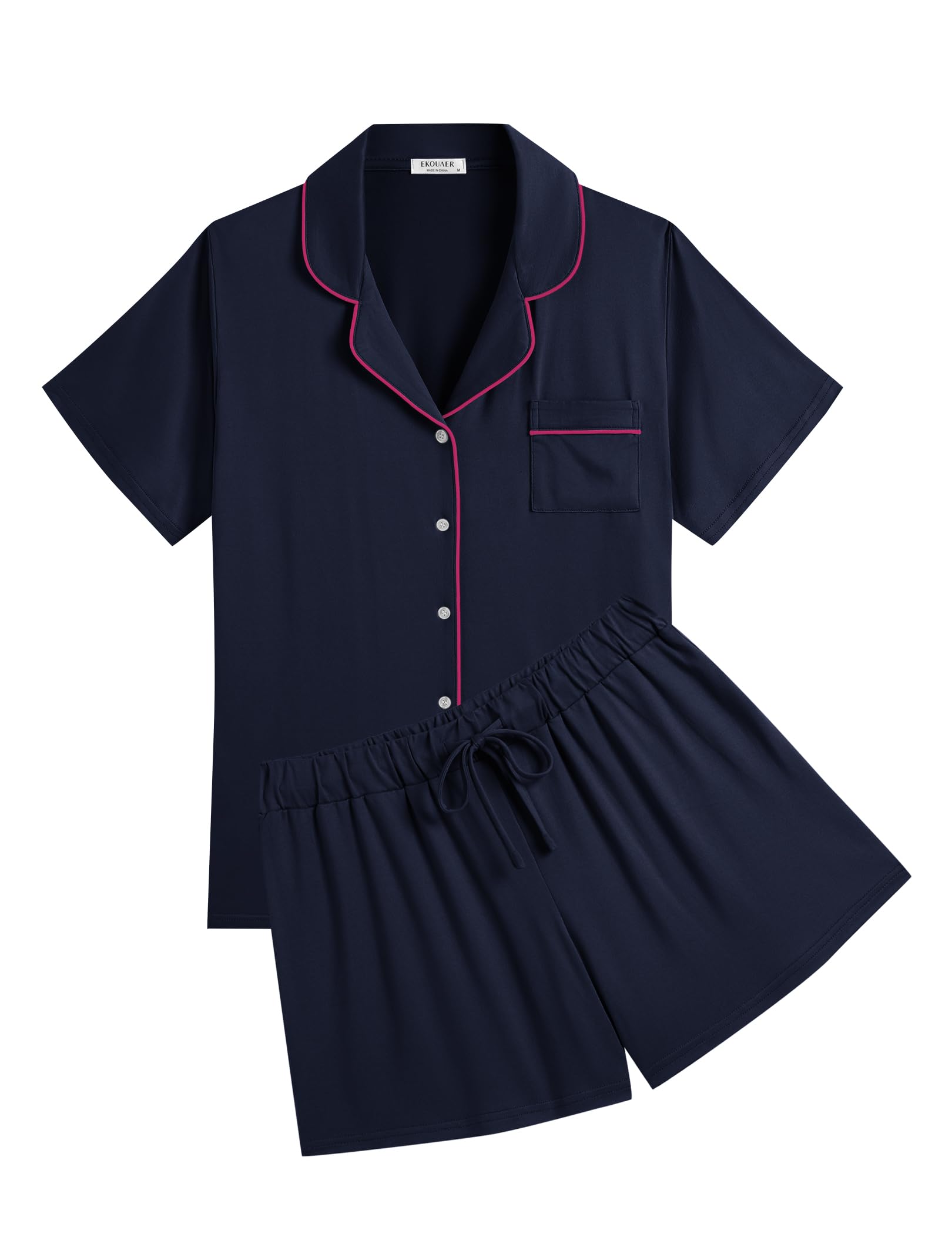 Photo 1 of ************Shorts only. No top***********
Ekouaer Womens Pajamas Set Soft Classic Notch Collar Bride Pjs Comfy Short Sleeve Sleepwear Loungewear,Navy Blue,Small