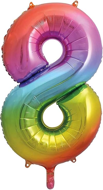 Unique 8-Shaped Rainbow Foil Balloon 86cm Party Decor