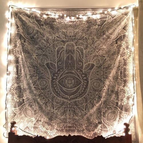 Wall Studio Handmade Hamsa Hand Queen Home Decor Bedding, Tapestry, Indian Wall Art Hanging Bohemian Bedspred