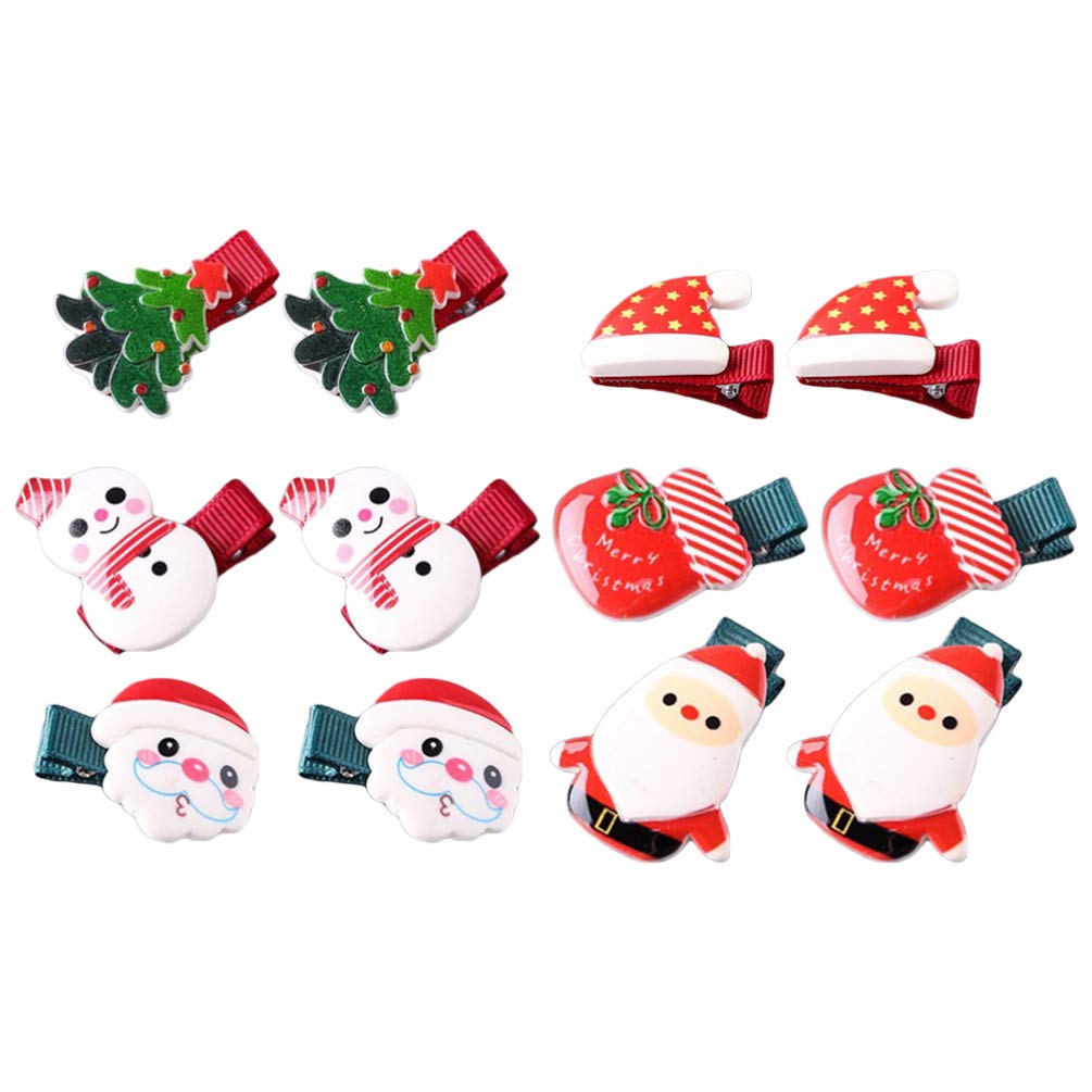 Beaupretty Christmas Hair Clip Snowman Christmas Tree Santa Hair Pin Hair Barrettes Alligator Hair Clip for Kids Girls,12pcs