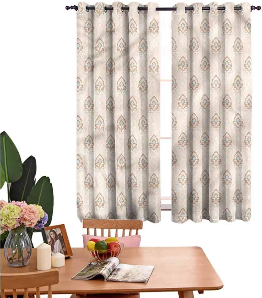dsdsgog Decor Curtains Damask Motif Antique Oriental Covering for Kitchen Bedroom