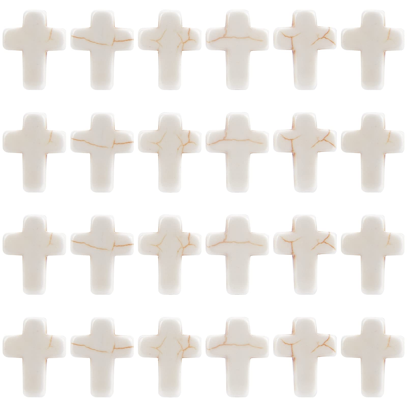 SUNNYCLUE 1 Box 4 Strands 100Pcs 0.63Inch White Turquoise Cross Beads for Jewellery Making — image 1