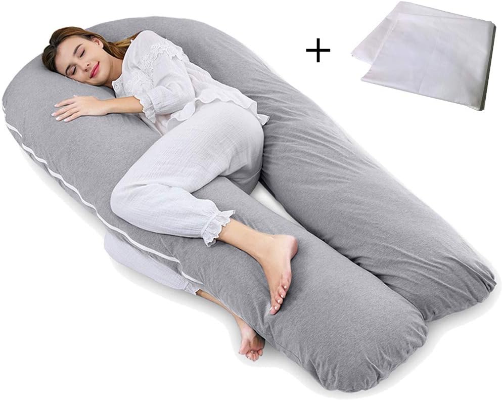 AngQi Full Body Support Pillow with Cool Jersey Cover - U Shaped Pregnancy Pillow - Maternity Body Pillow - Great for Anyone: Home & Kitchen
