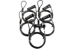 Five Pack of Sendt Black Notebook/Laptop Combination Lock Security Cables