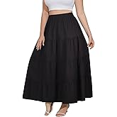 Younrui Women's Long Maxi Plus Size Skirt 2026 Trendy Flowy Elastic High Waist Casual Spring Swing A-line Floral Skirts