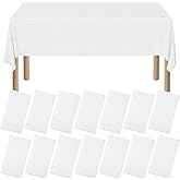 xozeooeu 15 Pack White Paper Tablecloths for Rectangle Tables 55 x 108 Inch, 3 Ply Disposable Table Cloths with Plastic Backing for Wedding, Birthday Party, Banquet