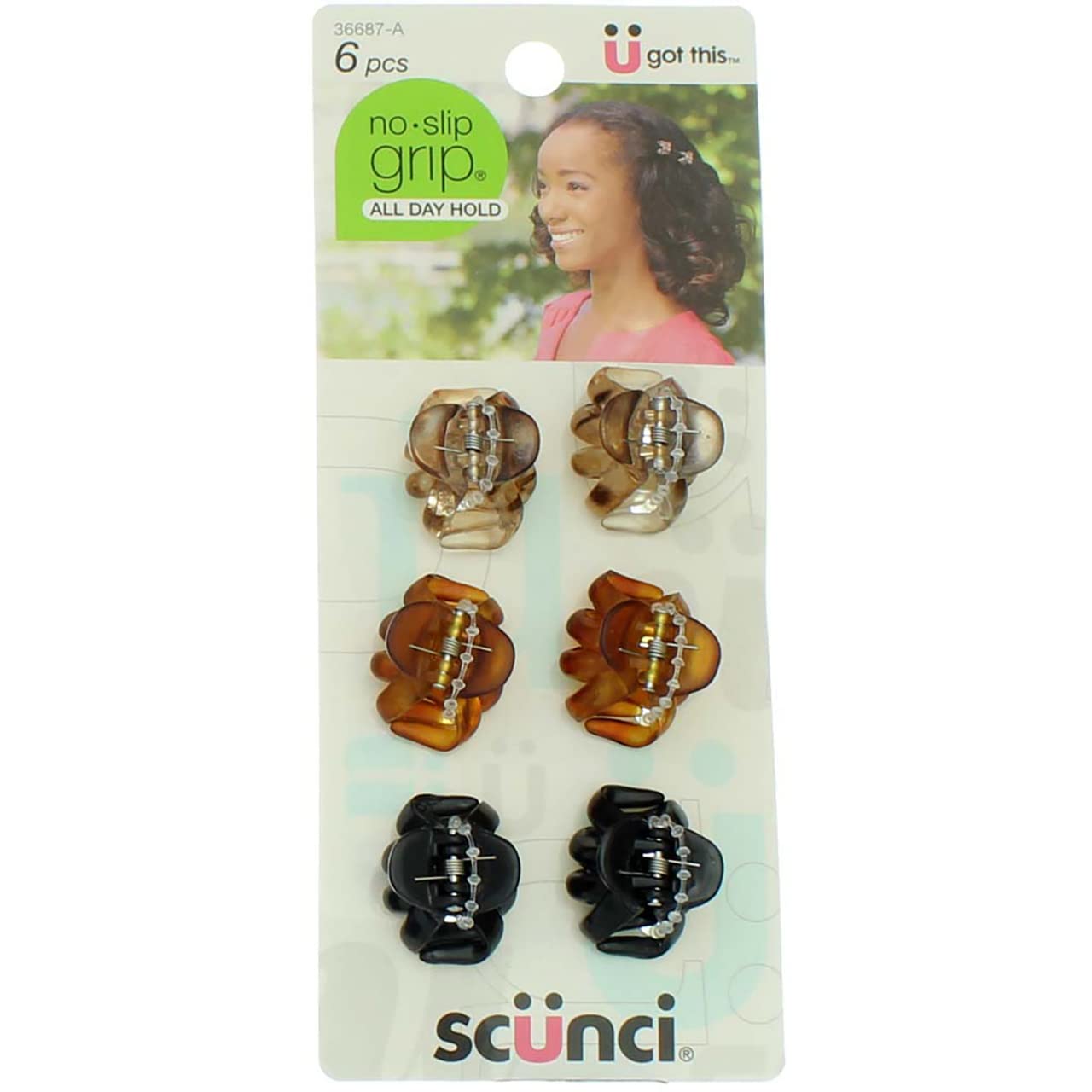 Scunci No Slip Octopus Jaw Clips, 6 ct, Mini, 2.5 cm