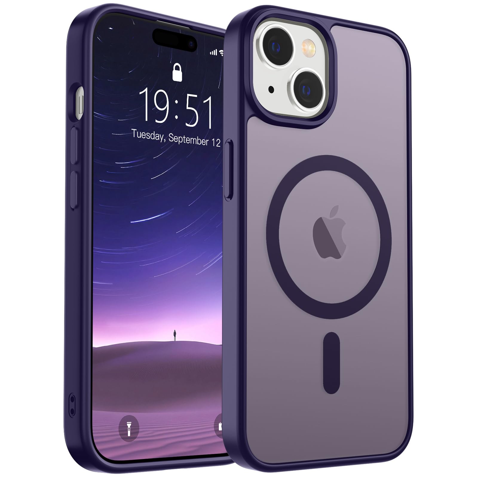 Photo 1 of SUPFINE Magnetic for iPhone 15 Case (Compatible with MagSafe) (Military Grade Drop Protection) Slim Translucent Matte Shockproof with Anti-Fingerprint Phone Case, Dark Purple
